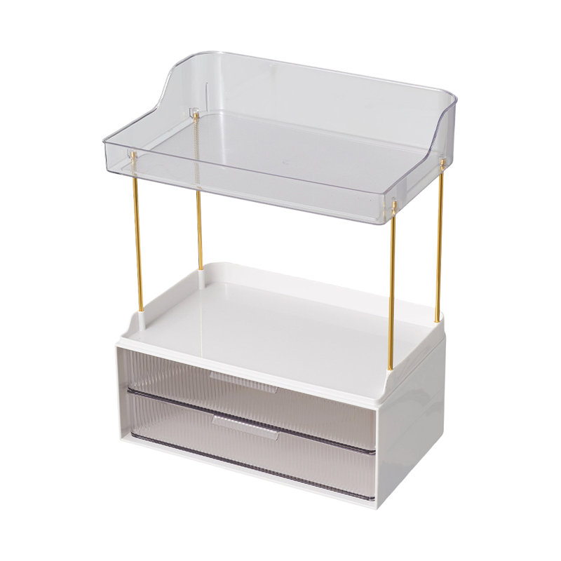 Plastic / Acrylic Makeup Organiser, White/Black