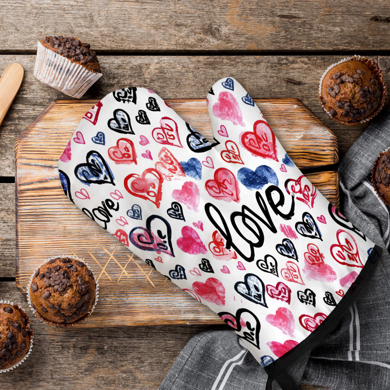 Cupid’s Love Notes Oven Mitt Cotton Twill