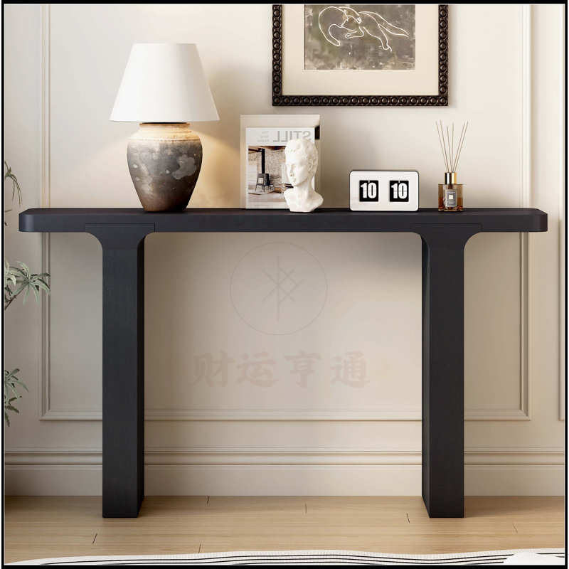 Table d'entrée élégante en placage d'acacia, Noir, noir, noir, noir