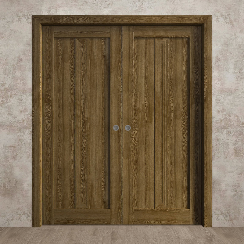 Portes coulissantes françaises à double poche | Ego 5006 | Ensemble de quincaillerie de rail | Portes intérieures modernes en bois massif pour chambre à coucher