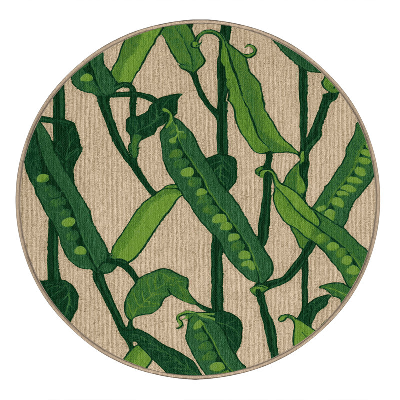  Tapis lavable à pois pousses de légumes, Rond 5 pi