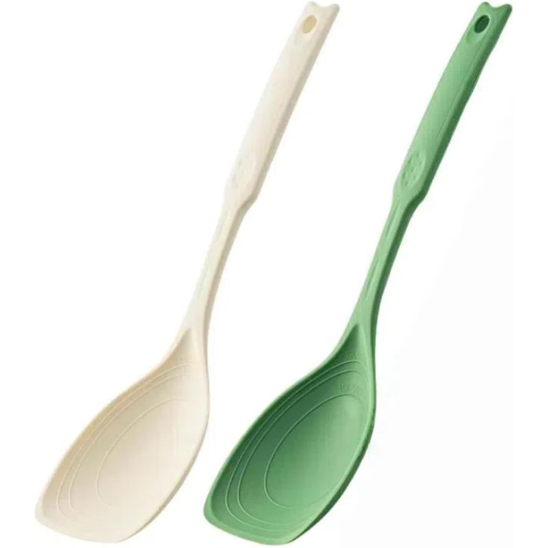 Ensemble de 2 cuillères en silicone (résistant à la chaleur à 600 ° F) - Bol profond avec marques de mesure pour la cuisson et la cuisson