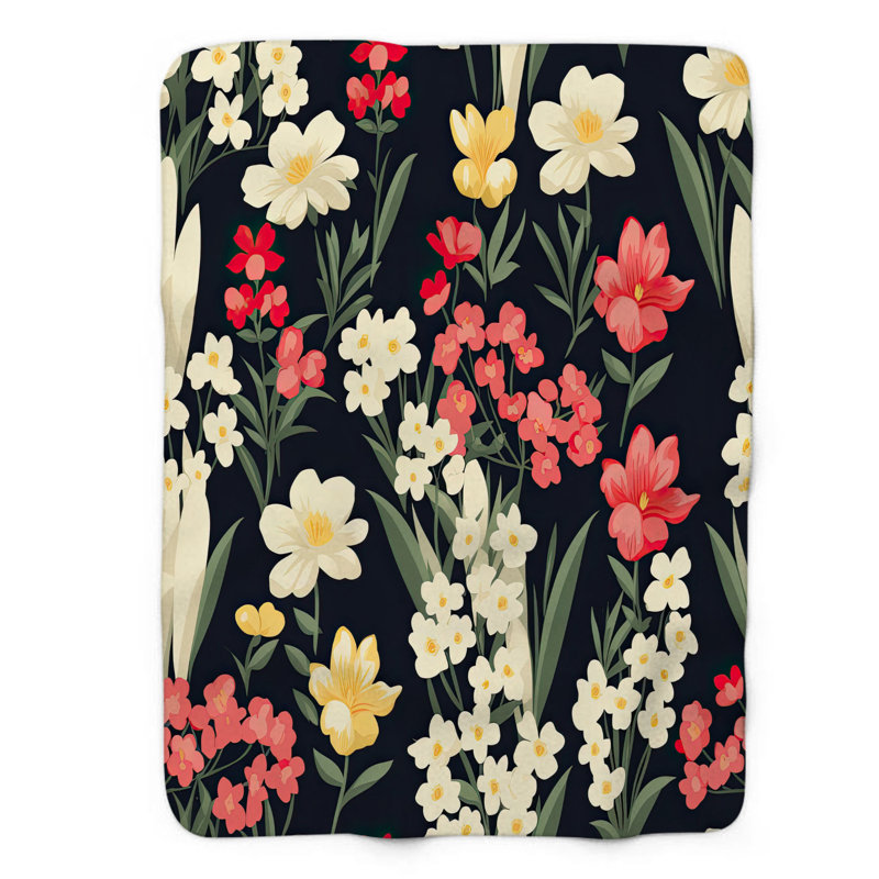 Picket Petaled Path - 1 jeté de qualité supérieure Sherpa, 60 po x 80 po