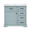 Meuble-lavabo gris avec lavabo 36 po - 4 tiroirs, charnière de porte silencieuse en céramique