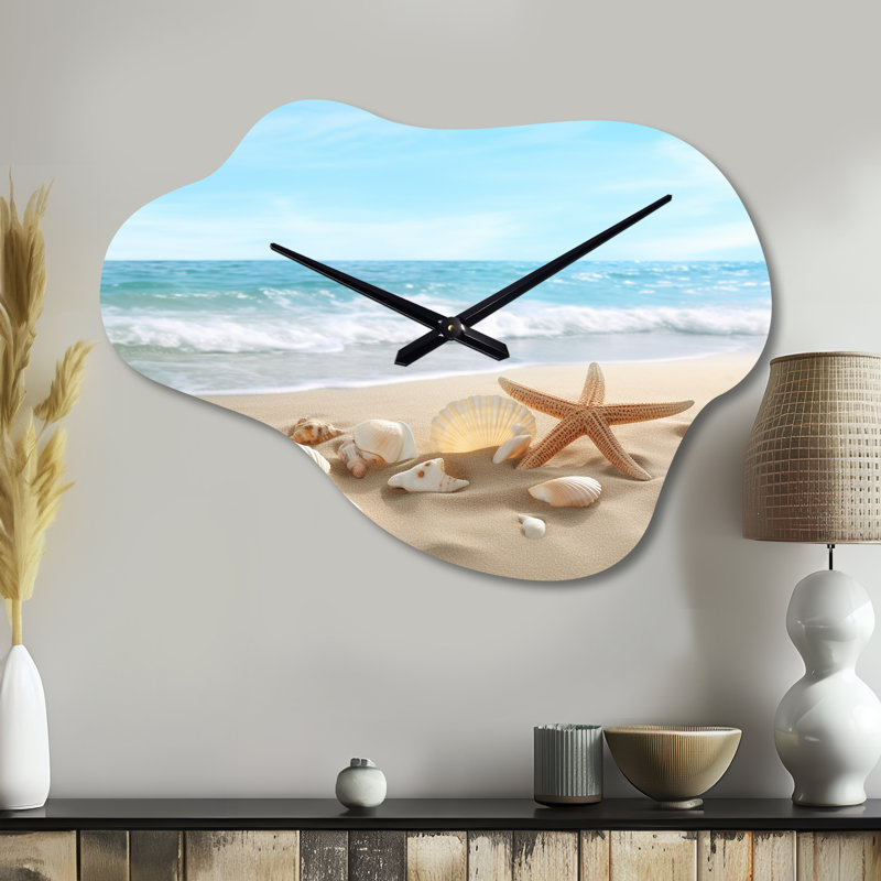 Horloge murale Dure Starfish and Seashells V - Beach, Grand