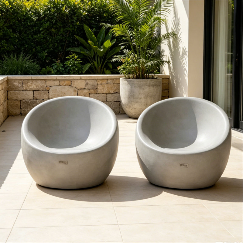 Abla 2Pcs W25.5" Outdoor Terrafab Single Chair - Gray