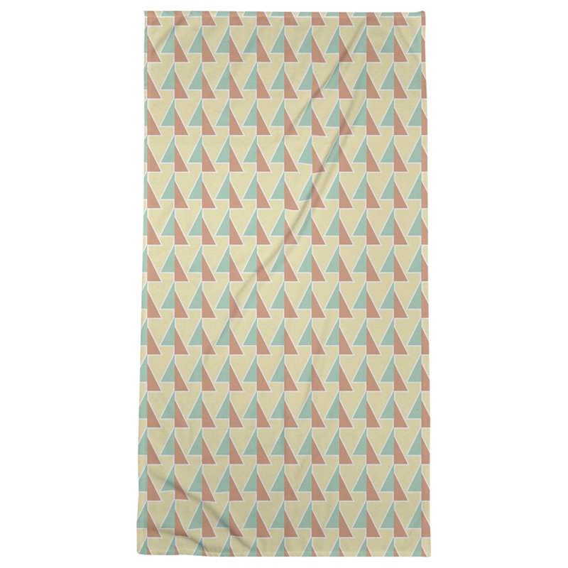 Serviette de plage à flèches changeées, Vert / cuivre / pêche