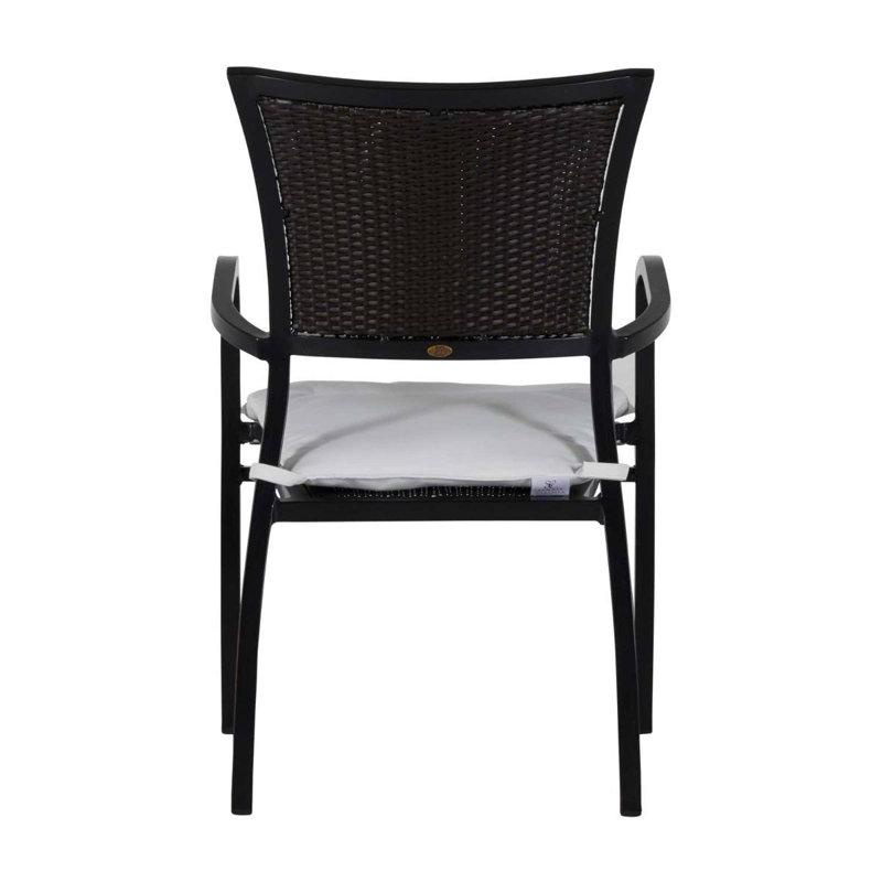 Aire Stacking Patio Dining Armchair With Cushions, Aire #2 Ancient Earth/Black Walnut, No Welt, Verona Silver