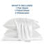 Ensemble de literie pour lit simple de 3 pièces avec draps en satin, drap-housse de 15 po de profondeur, drap plat et 1 taie d'oreiller, doux au beurre, bon pour les cheveux et la peau (blanc pur)-128731646-128731616