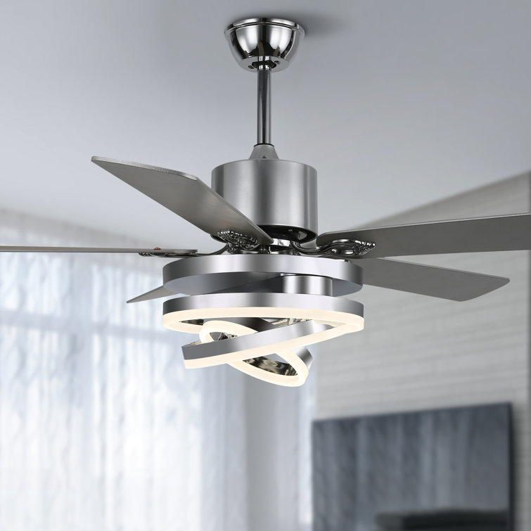 Eustolio 52'' Reversible Ceiling Fan with Dimmable LED Lights and Remote