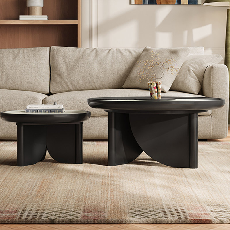 Table basse italienne blanche minimaliste noire