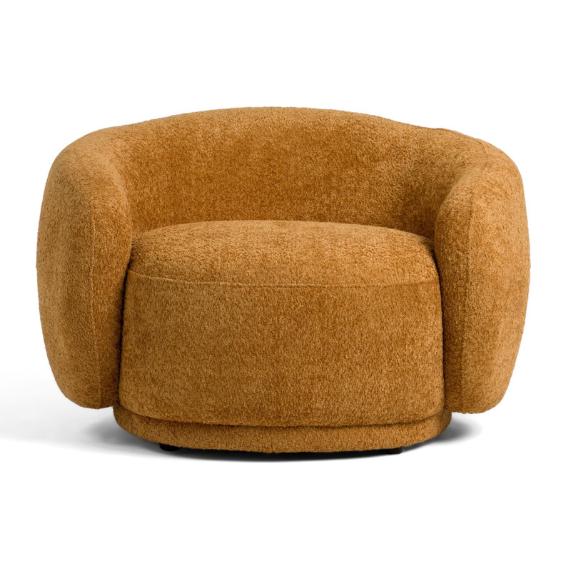 Chaise courbée Reno Lucy 44 po, tissu orange, accoudoirs ronds