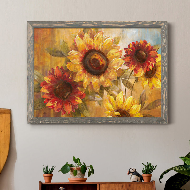 Tournesol Cheer - cadre photo, reproduction d'art, H 31,5 po x l 23,5 po x P 1,5 po, gris