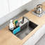 Organisateur d'évier de cuisine en acier inoxydable avec plateau de vidange automatique, porte-serviettes amovible et support à éponge pour comptoir ou évier