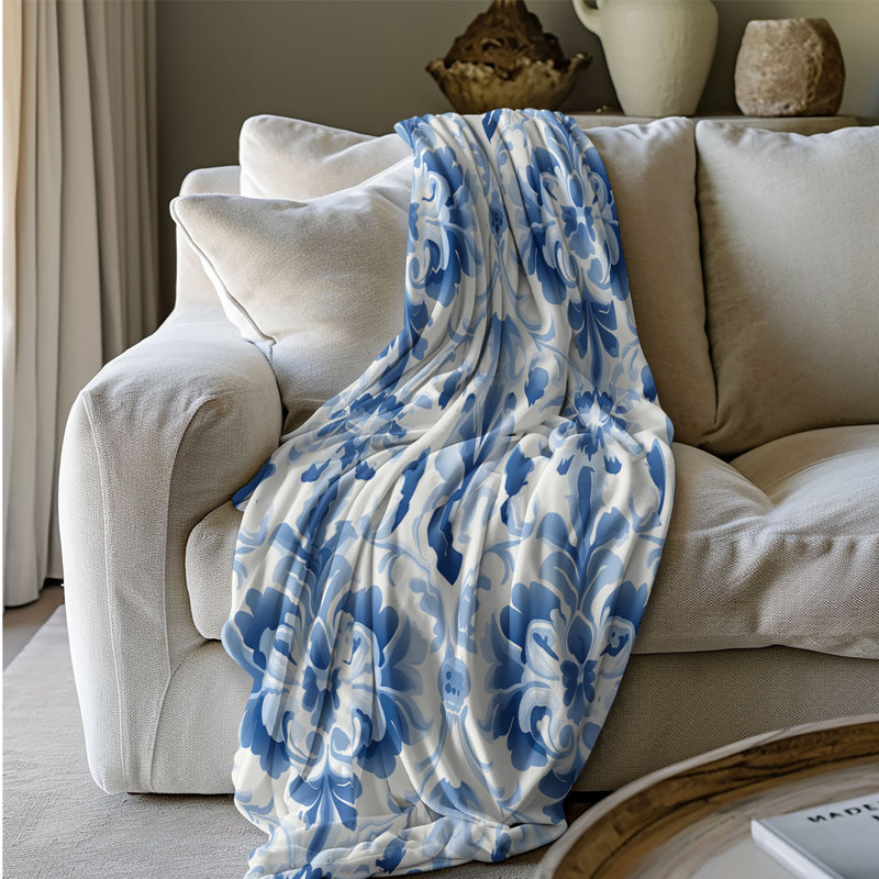 Geo Florals - Couverture sherpa de qualité supérieure 1 pièce, Grand lit