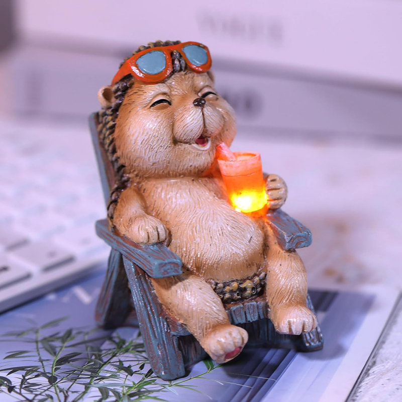 Mini Solar Hedgehog Statue