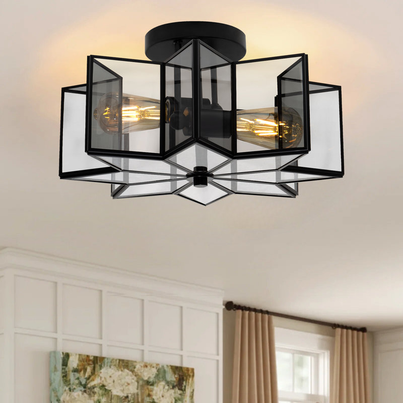 Aire 2 - Light 41cm Unique/Statement Star Semi Flush Mount Light, Grey