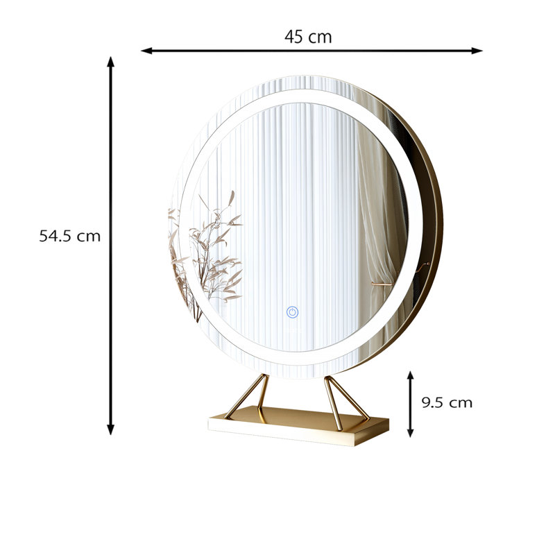 Lillia Frameless Touch Sensor LED Light Mirror, 54 cm x 45 cm, Gold