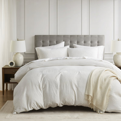 Ensemble de housse de couette texturée Mina Waffle Weave
