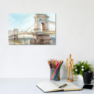 « Iconic Watercolor Bridge I » par Ethan Harper, reproduction d’art