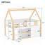 Full-Size Low Loft Bed With Step Staircase, Shelving, Cabinets And LED Lights, White And Natural-2065285392