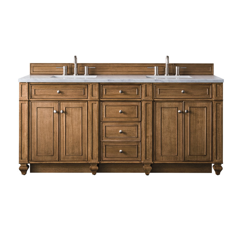 Bristol 72'' W Double Vanity, Saddle Brown, Ethereal Noctis, 8" Widespread