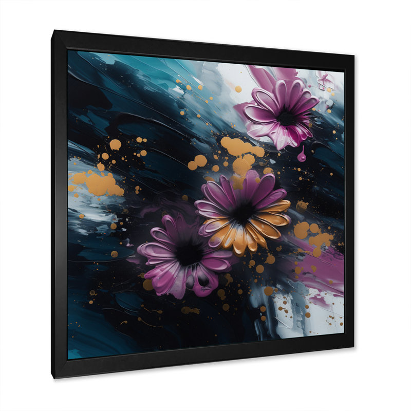 Ruberta Daisy Flowers Blooming II sur toile, Cadre photo noir, H 16 po x l 16 po x P 1 po