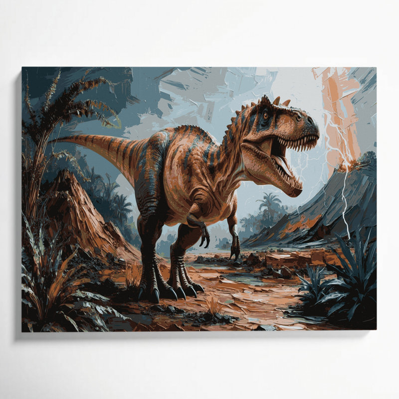 «Dinosaur Ceratosaurus», art mural sur toile grise, H 11 po x l 14 po