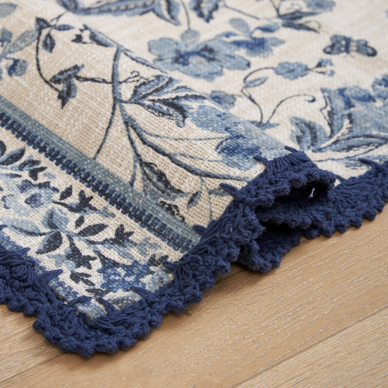 Laura Ashley Summer Palace Floral Machine Washable Cotton Slub Rugs, Rectangle 2'2" x 3'9"
