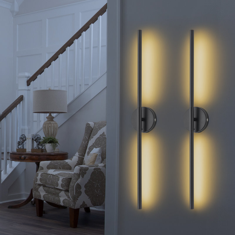 Lampe murale noire rotative à température de couleur réglable à intensité variable avec télécommande et télécommande