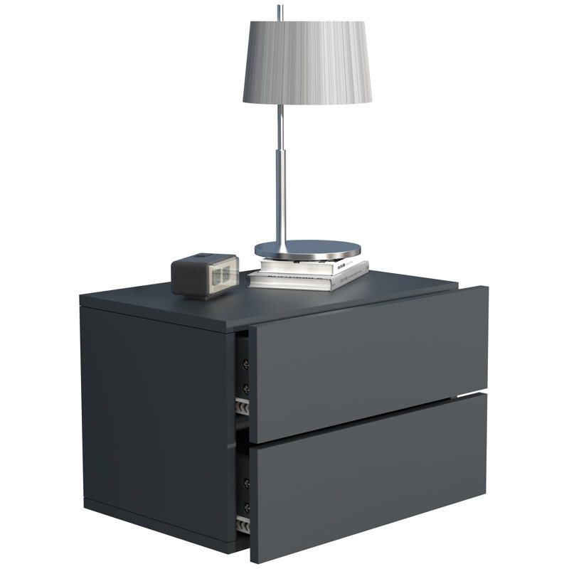 Avyion Manufactured Wood Bedside Table, Anthracite, 30cm H x 45cm W x 32cm D