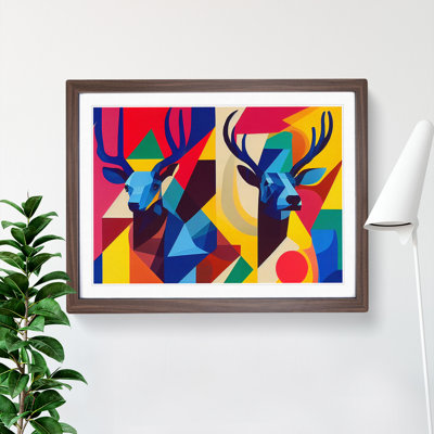 XH1022-9261X Two Abstract Stags Vol.1 1 Piece Single Picture Frame Wall Art