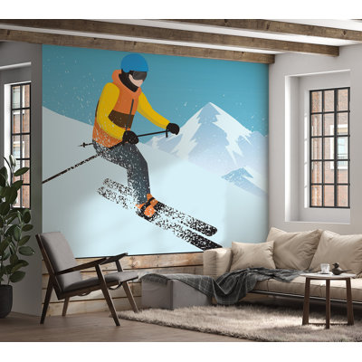 Premium Peel & Stick Wall Mural - Skiing Adventure