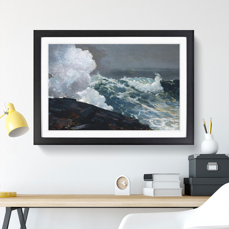Northeaster by Winslow Homer - Picture Frame Painting, 27cm H x 36cm W x 2cm D, Black Framed