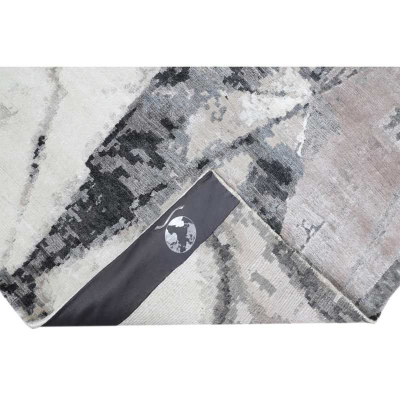 Abstract Area Rug in Ivory, Rectangle 9'9" x 13'9"