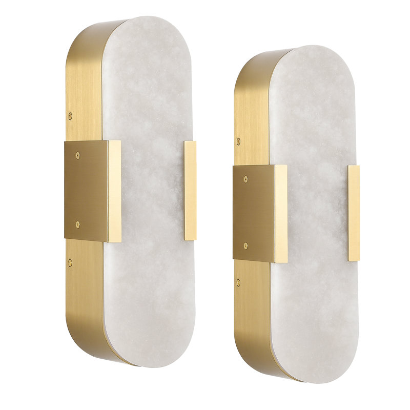 Applique murale 13,8 po en marbre albâtre avec DEL intégrée, température 3 couleurs (3000k-6500k) pour meuble-lavabo, salon, chambre à coucher