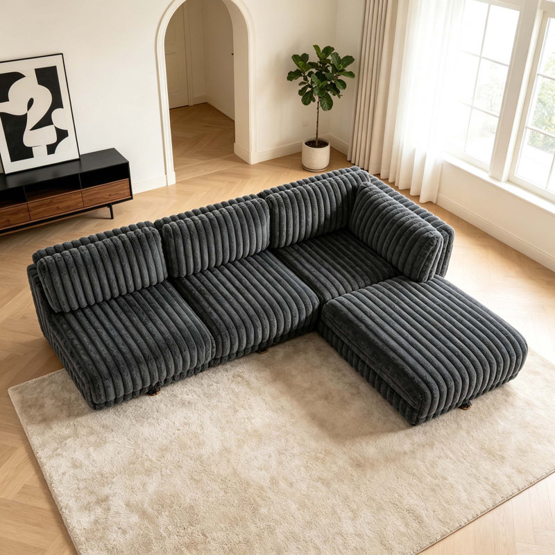 Upholstered 92.51'' Sectional, Grey