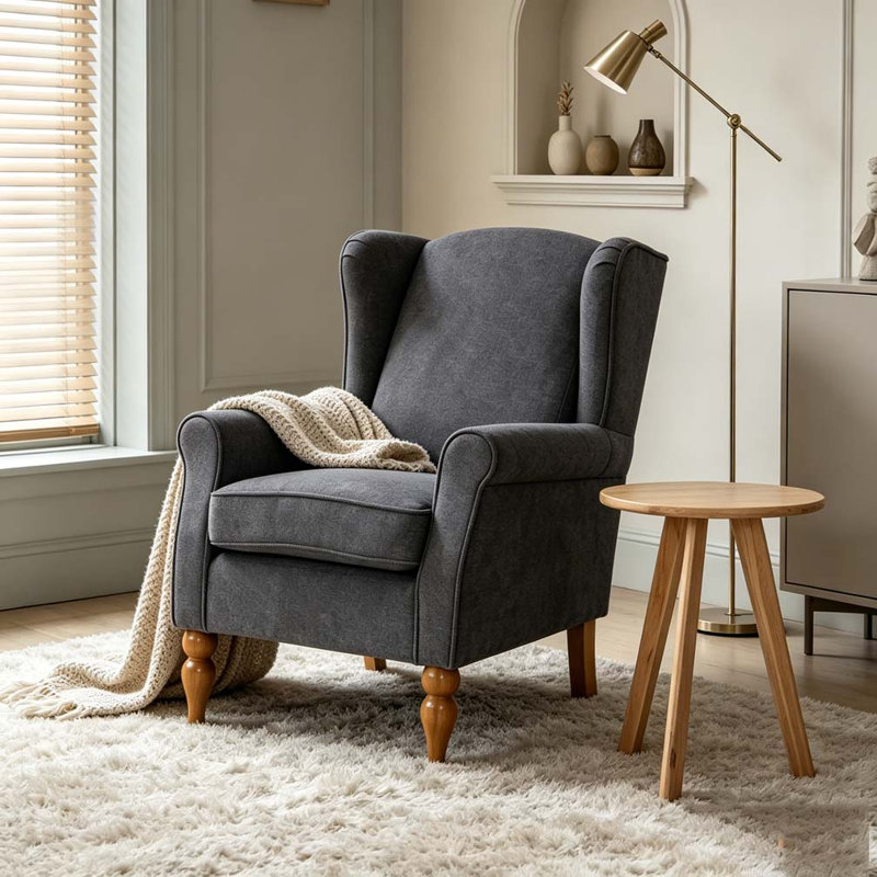 Ensemble de table basse et fauteuil, Gris foncé antique