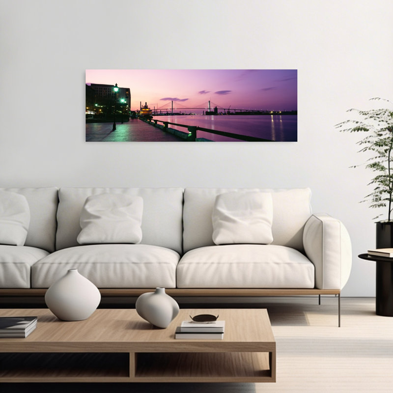 Bridge Across A River Savannah River Atlanta Georgia USA by James Schwabel - Wrapped Canvas Panoramic Print