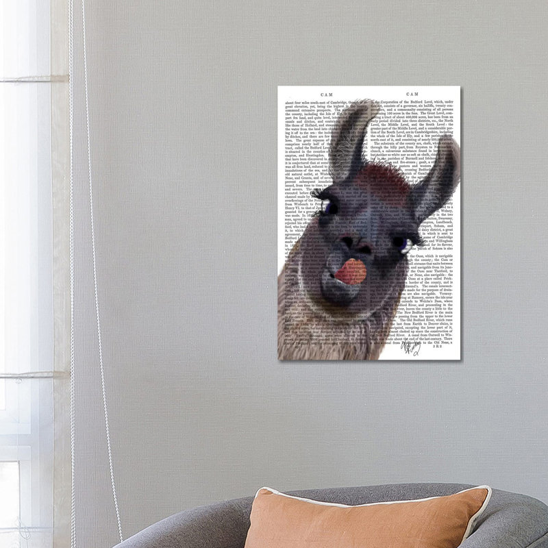 «Llama Lush II» par Fab Funky - impression d'art graphique, Aucun mat, H 26 po x l 18 po x 1,5 po, Toile avec cadre noir