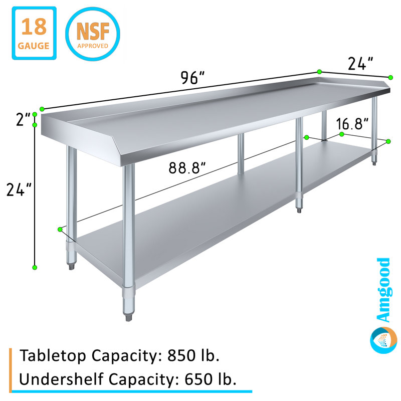 96'' Heavy Duty Stainless Steel Equipment Stand with Undershelf