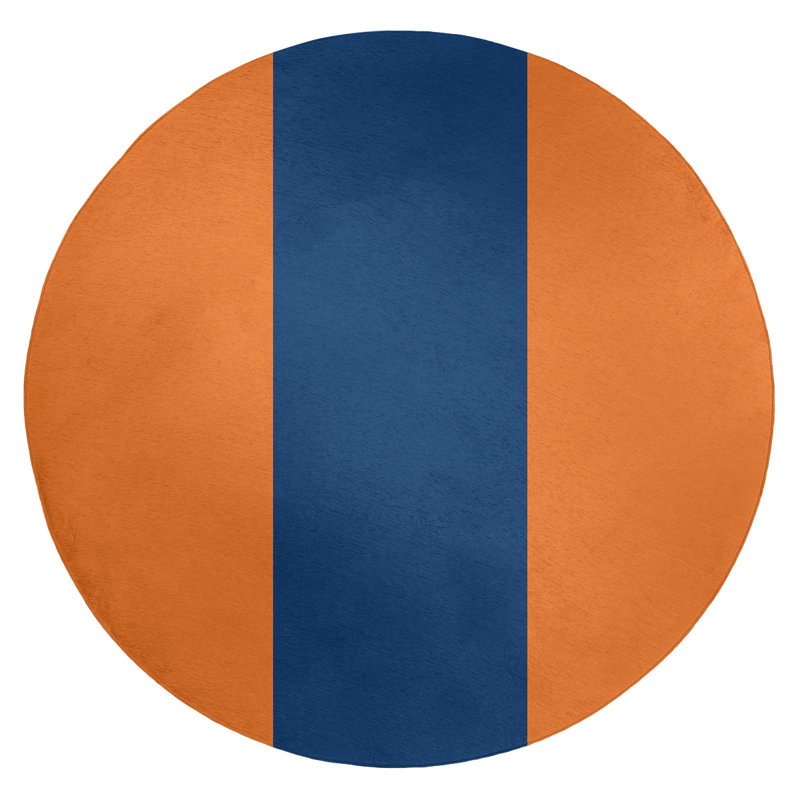 Tapis orange / bleu marine Houston, Rond 5 pi