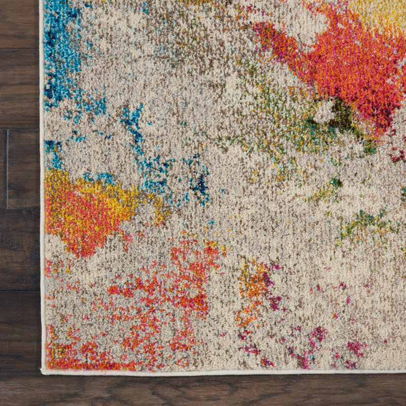 Allegro Abstract Ivory/Yellow Area Rug, Rectangle 3'11" x 5'11"
