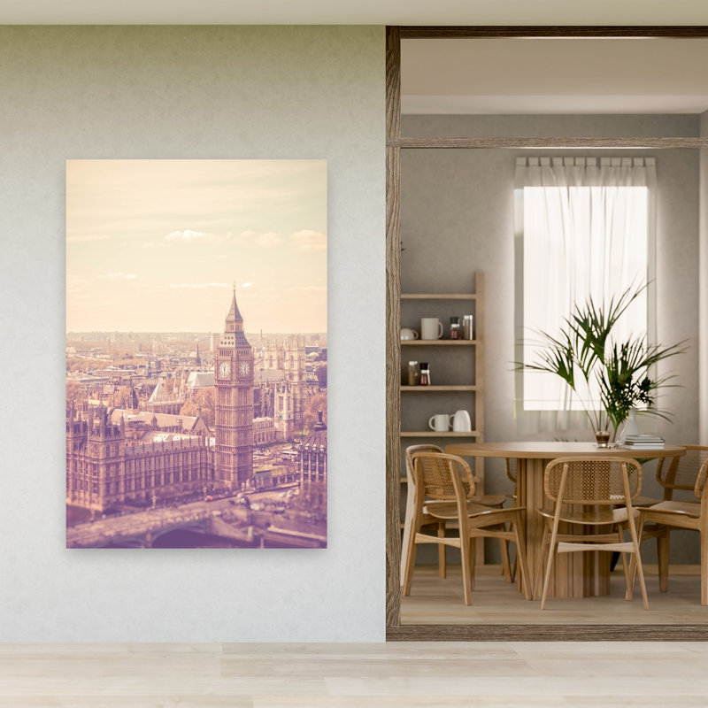 Pastel Big Ben London Dreamy Vintage Abstract Architecture City Wall Art Print, 152.4cm H x 101.6cm W