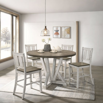 Rustic Style 4 - Person Solid Wood Counter Height Dining Set