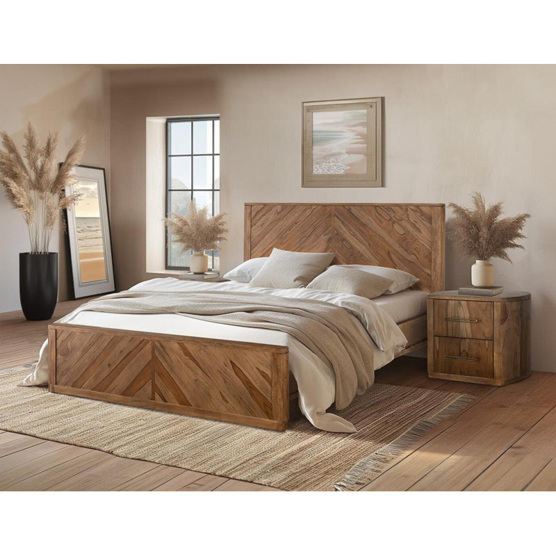 Ensemble de chambre à coucher 3 pièces pour grand lit Balam (lit avec 2 tables de chevet), Grand lit