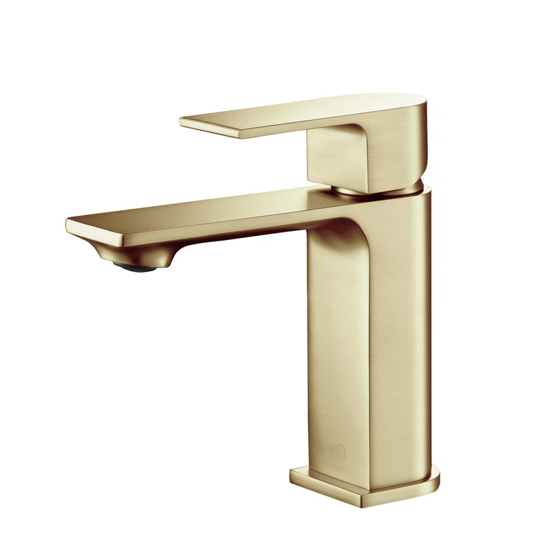 Robinet pour salle de bain à un trou Mirage, Or brossé, Avec drain escamotable