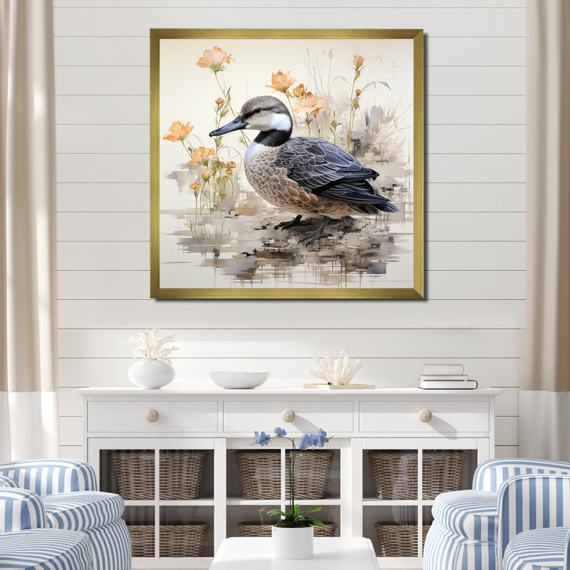 Art mural rétro «Duck by the Pond», Encadrement doré, H 30 po x l 30 po x P 1,5 po