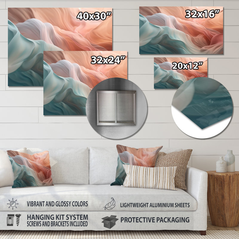 «Orange Blue Dancing Colors II» sur impression métallique, H 30 po x l 40 po x P 1 po