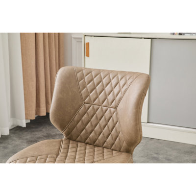 Ensemble de 4 chaises de salle à manger, chaises de salle à manger en cuir ciré huilé kaki avec pieds en métal galvanisé, patins réglables antidérapants, chaises de salle à manger rembourrées à dossier haut capitonné (kaki, ensemble de 4)